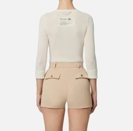 Elisabetta Franchi – Top in maglia con dettaglio lettering  | Borotalc