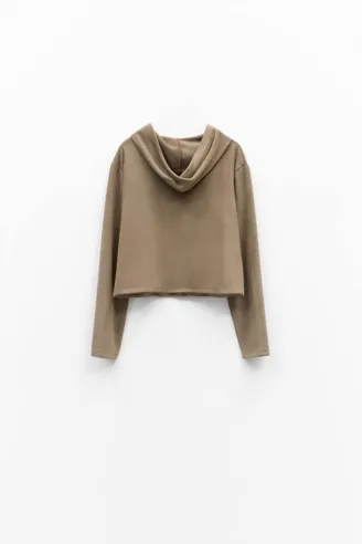 Eleh Felpa Taupe con Cappuccio e Zip Frontale  | BorotalcoCagliari.it