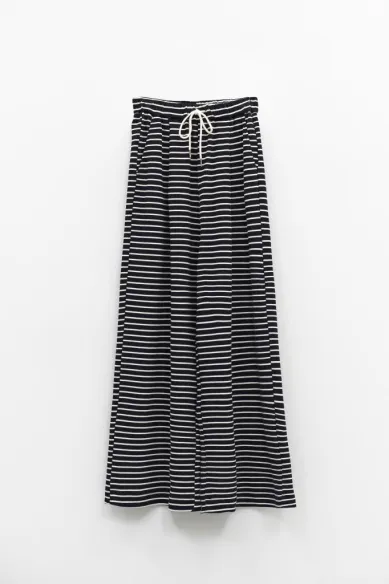 Eleh Pantalone Rigato Bianco Nero con Coulisse in Vita  | BorotalcoCag