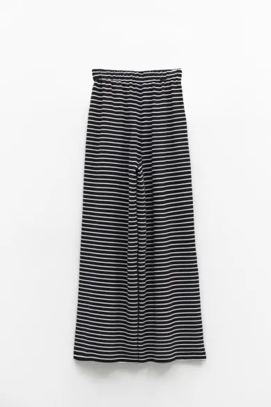 Eleh Pantalone Rigato Bianco Nero con Coulisse in Vita  | BorotalcoCag