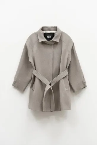 leh Cappotto grigio Chiaro con Cintura e Manica Raglan  | BorotalcoCag