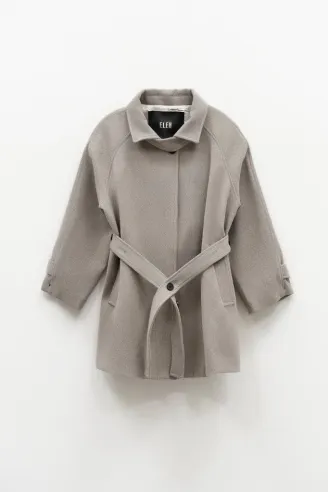 leh Cappotto grigio Chiaro con Cintura e Manica Raglan  | BorotalcoCag 2