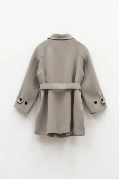 leh Cappotto grigio Chiaro con Cintura e Manica Raglan  | BorotalcoCag