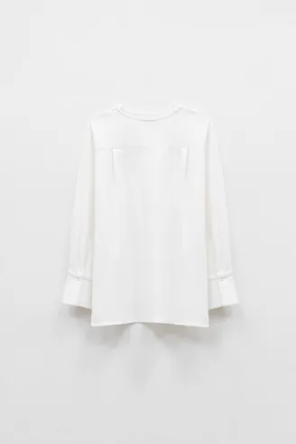 Eleh Maglia Bianco Latte con Polsini Camicia  | BorotalcoCagliari.it