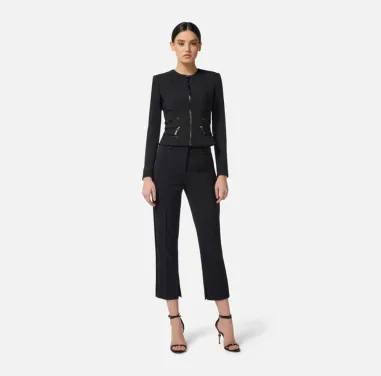 Elisabetta Franchi Giacca in doppio crêpe con dettagli zip  | Borotalc