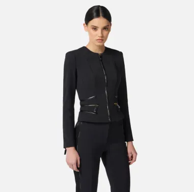Elisabetta Franchi Giacca in doppio crêpe con dettagli zip  | Borotalc 2