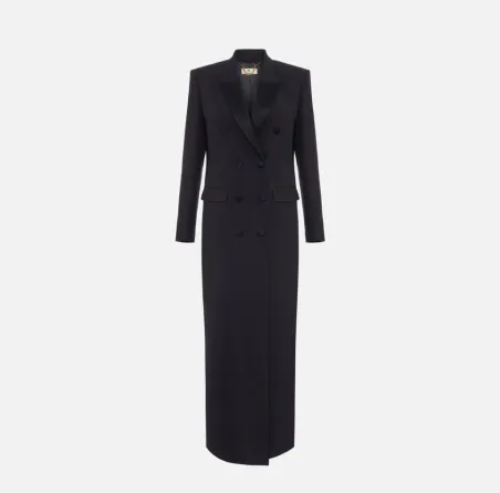 Elisabetta Franchi Cappotto in crêpe leggero con dettagli in raso  | B