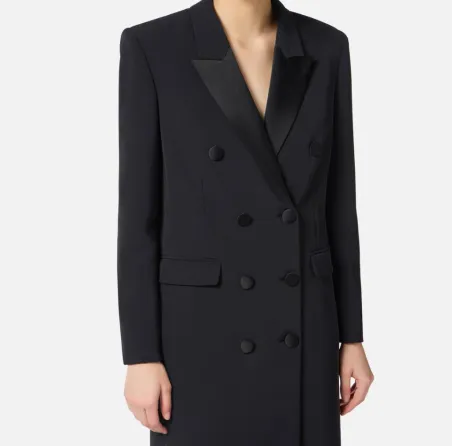 Elisabetta Franchi Cappotto in crêpe leggero con dettagli in raso  | B