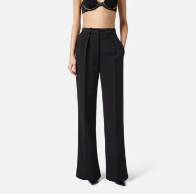 Elisabetta Franchi Pantaloni in crêpe leggero con dettagli smoking  | 