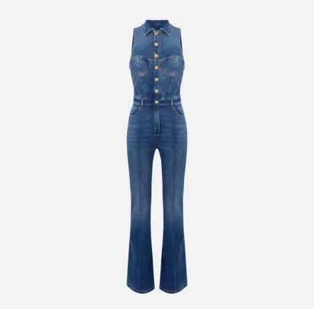 Elisabetta Franchi Tuta bustier in denim con silhouette aderente  | Bo