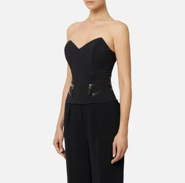 Elisabetta Franchi  Top in crêpe con dettagli zip dorati  | BorotalcoC 2