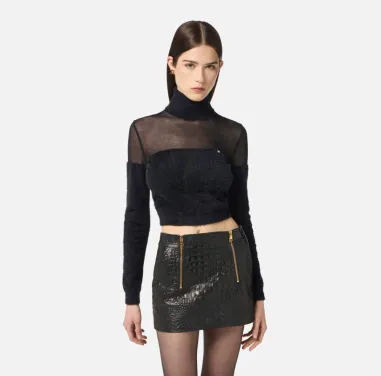 Elisabetta Franchi Dolcevita in maglia con logo gioiello  | BorotalcoC