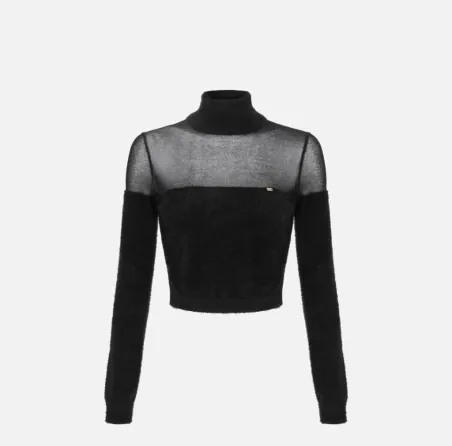 Elisabetta Franchi Dolcevita in maglia con logo gioiello  | BorotalcoC