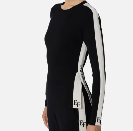 Elisabetta Franchi  Maglia in viscosa con bande lucide laterali  | Bor