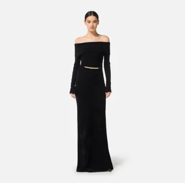 Elisabetta Franchi Abito Red Carpet in ciniglia con cintura  | Borotal