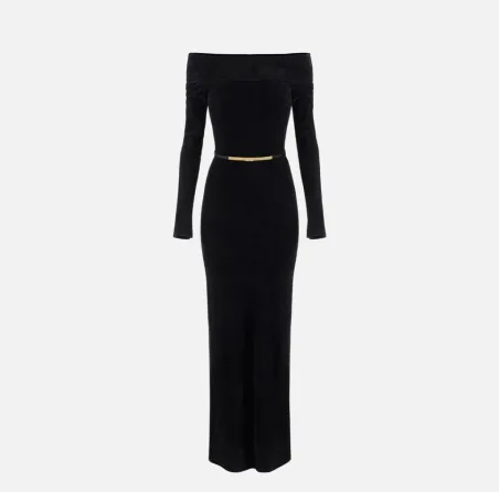 Elisabetta Franchi Abito Red Carpet in ciniglia con cintura  | Borotal