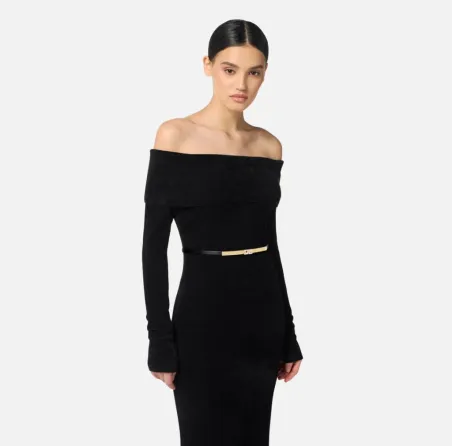Elisabetta Franchi Abito Red Carpet in ciniglia con cintura  | Borotal