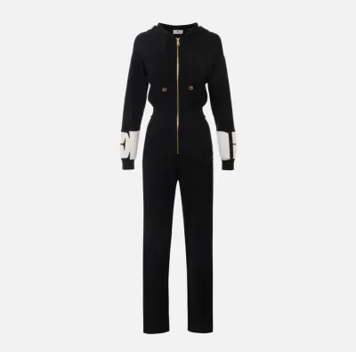 Elisabetta Franchi – Tuta in viscosa con bande lucide a contrasto  | B