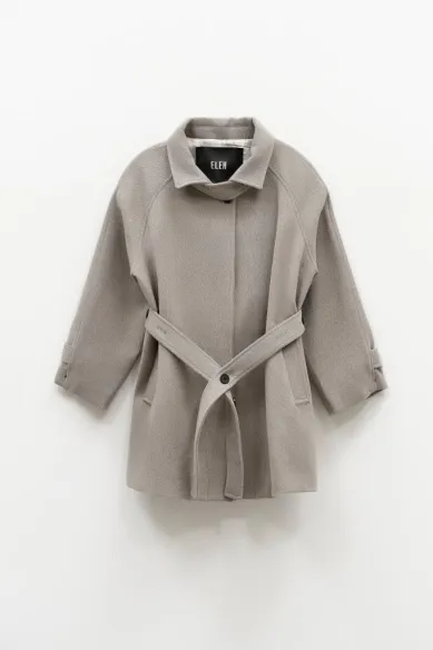 leh Cappotto grigio Chiaro con Cintura e Manica Raglan  | BorotalcoCag