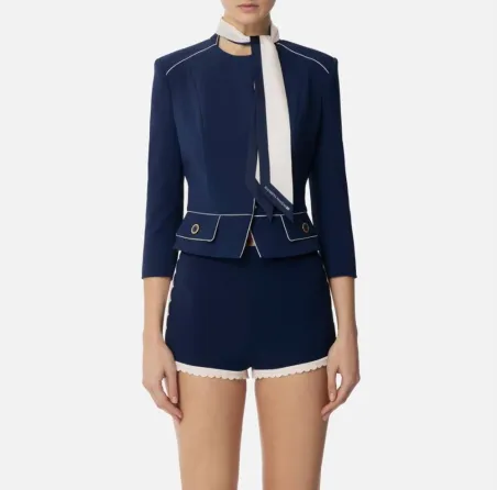 Giacca in crêpe con foulard bicolore Elisabetta Franchi  | BorotalcoCa