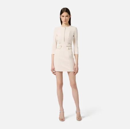 Elisabetta Franchi – Abito in doppio crêpe con zip  | BorotalcoCagliar