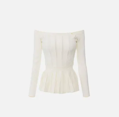 Elisabetta Franchi Top in maglia di viscosa con baschina  | BorotalcoC 2