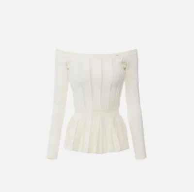 Elisabetta Franchi Top in maglia di viscosa con baschina  | BorotalcoC