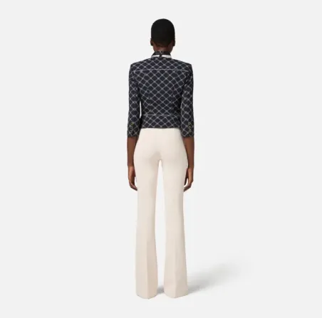 Pantalon Elisabetta Franchi i a zampa in crêpe con placca logo  | Boro