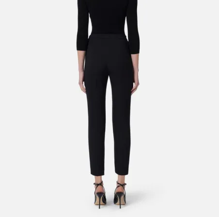 Pantaloni slim in crêpe con placca logo Elisabetta Franchi  | Borotalc