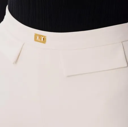Pantaloni slim in crêpe con placca logo Elisabetta Franchi  | Borotalc
