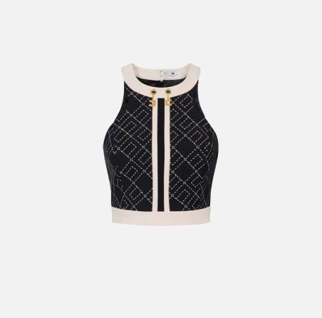 Elisabetta Franchi – Top bi-color in doppio crêpe  | BorotalcoCagliari