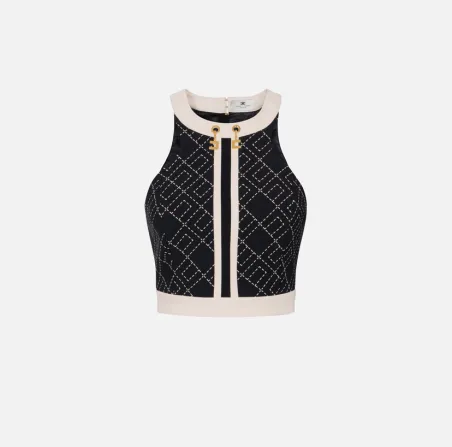 Elisabetta Franchi – Top bi-color in doppio crêpe  | BorotalcoCagliari