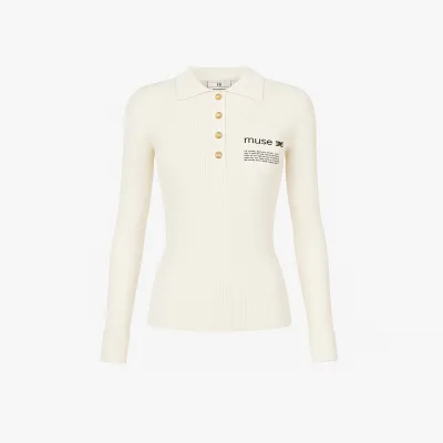 Elisabetta Franchi Polo in maglia con dettaglio lettering  | Borotalco