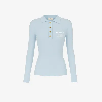 Elisabetta Franchi Polo in maglia con dettaglio lettering  | Borotalco