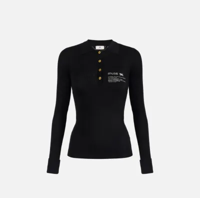 Elisabetta Franchi Polo in maglia con dettaglio lettering  | Borotalco