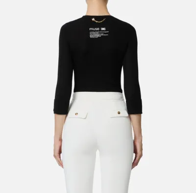 Elisabetta Franchi  Top in maglia con dettaglio lettering  | Borotalco