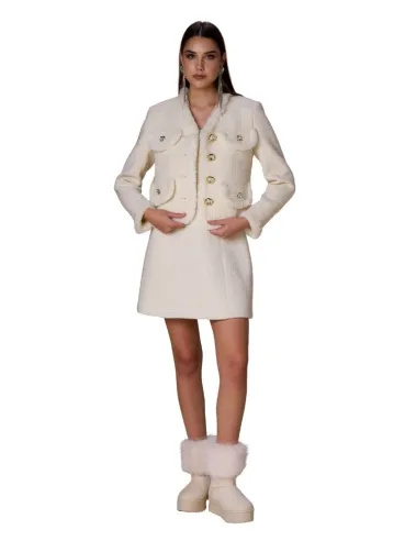 No Secrets | Giacca in bouclé con profili effetto pelliccia  | Borotal 2