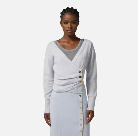 Elisabetta Franchi Maglia in misto cachemire con bottoni gioiello  | B