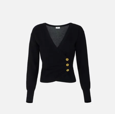 Elisabetta Franchi Maglia in misto cachemire con bottoni gioiello  | B