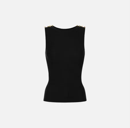 Elisabetta Franchi – Canotta in cupro con bottoni decorativi  | Borota