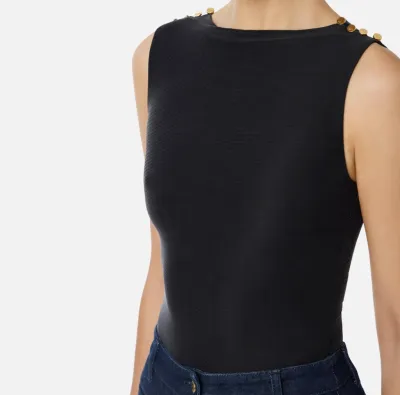 Elisabetta Franchi – Canotta in cupro con bottoni decorativi  | Borota