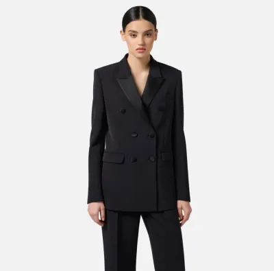 Elisabetta Franchi Giacca in crêpe leggero con dettagli in raso  | Bor