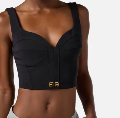 Elisabetta Franchi – Top in crêpe leggero con dettagli logo  | Borotal