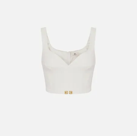 Elisabetta Franchi – Top in crêpe leggero con dettagli logo  | Borotal