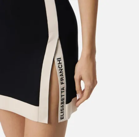 Elisabetta Franchi Mini abito in maglia con bande in viscosa lucida  |