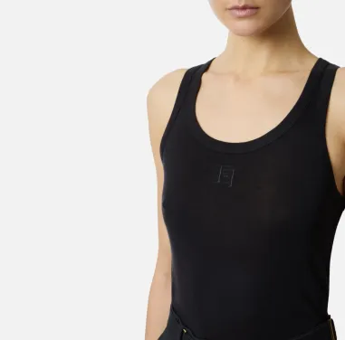 Elisabetta Franchi Canotta in jersey leggero con logo ricamato  | Boro 2