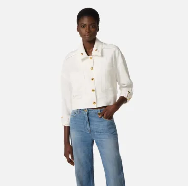 Elisabetta Franchi Caban in gabardina con bottoni gioiello  | Borotalc 2