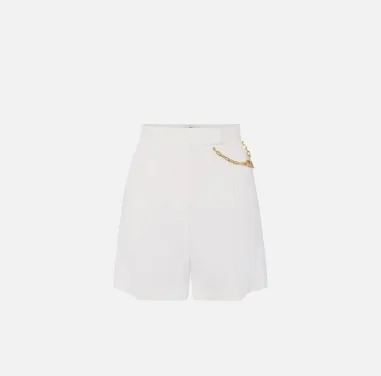 Elisabetta Franchi Shorts in gabardina con logo gioiello  | BorotalcoC 2