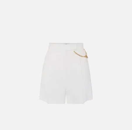 Elisabetta Franchi Shorts in gabardina con logo gioiello  | BorotalcoC