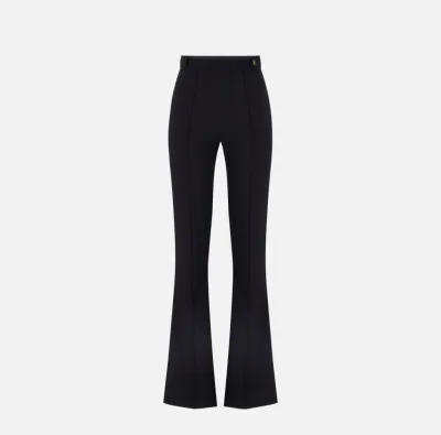 ELISABETTA FRANCHI Pantaloni in doppio crêpe stretch con logo charm  |